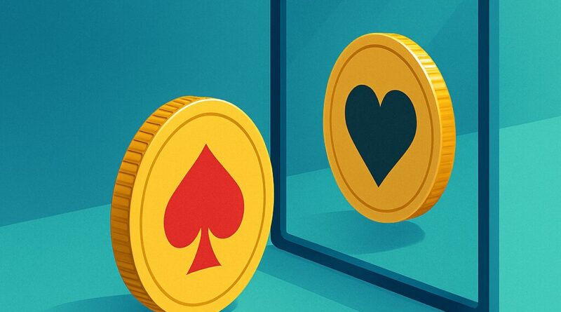 Une pièce de monnaie devant un miroir